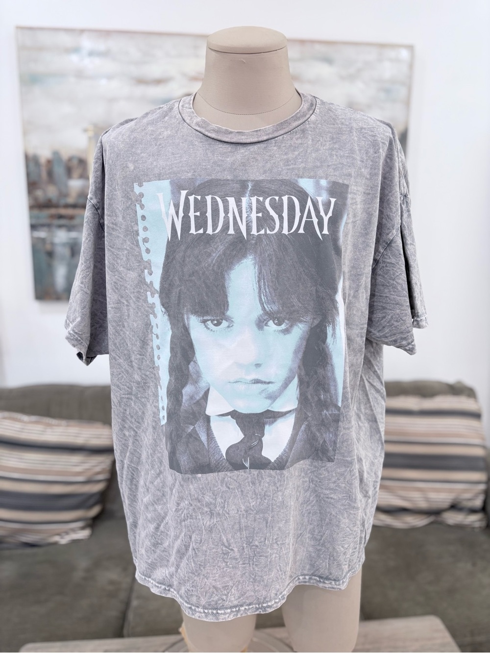Wednesday Addams Graphic Tee - Gray/Blue - Picture 10 of 12